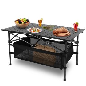Folding Camping Table Portable Lightweight Aluminum Roll-up Picnic BBQ Desk with Carrying Bag Heavy Duty Outdoor Beach Backyard Party Patio
