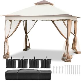 VEVOR Outdoor Canopy Gazebo Tent, Portable Canopy Shelter with 12'x12' Large Shade Tents for Parties, Backyard, Patio Lawn and Garden, 4 Sandbags