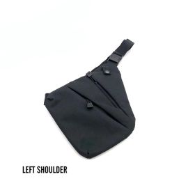 Men's Nylon Shoulder Bag; Multifunctional Concealed Tactical Storage Bag; Holster (Color: Black Left, material: Nylon)