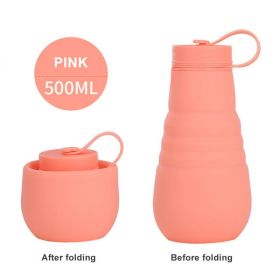 500ml Large Capacity Silicone Folding Water Bottle High Temperature Resistance Outdoor Sports Bottle Travel Portable Cup (Capacity: 500ML, Color: 4)