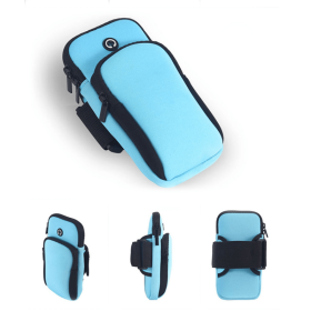 Universal 6.5'' Running Sport Armband Bag Waterproof Arm Bag Mobile Phone Bag Case Fitness Gym Arm Band For IPhone Samsung Huawe (Color: Blue)